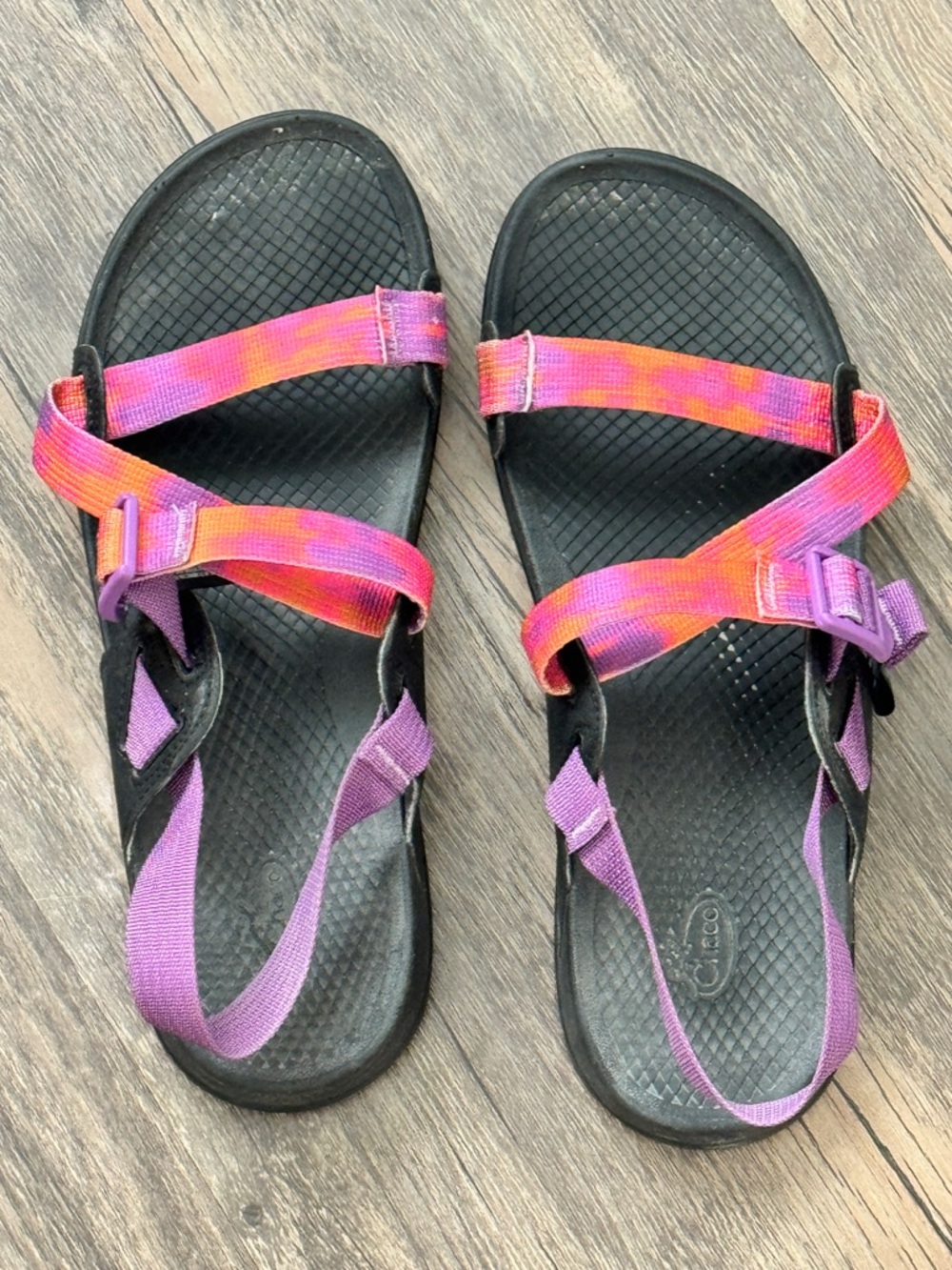 Pink & Orange tie dye Strapped Chaco sandals